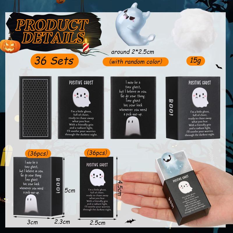 36/72 Sets Halloween Mini Ghost Figures with Box Glow in the Dark Mini Resin for Halloween Party Favors Basket Stuffer Positive Gift for Coworkers Teacher Student
