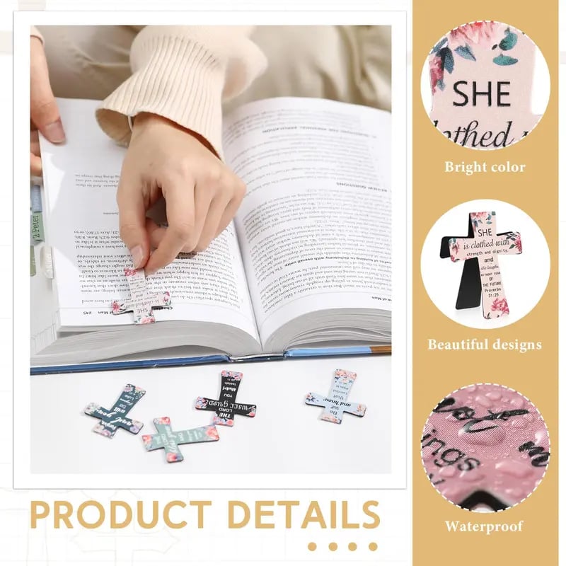 🔥LAST DAY 50% OFF -📖12 Pcs Magnetic Cross Bookmarks Gifts for Bible Study, Readers, Teachers, Students🌸✝️
