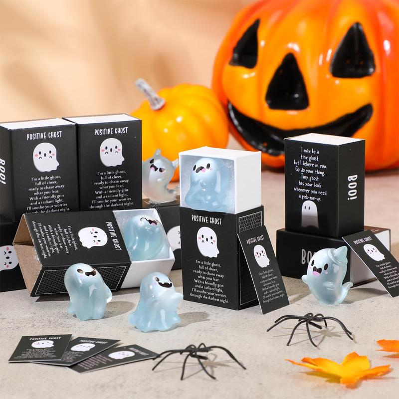36/72 Sets Halloween Mini Ghost Figures with Box Glow in the Dark Mini Resin for Halloween Party Favors Basket Stuffer Positive Gift for Coworkers Teacher Student