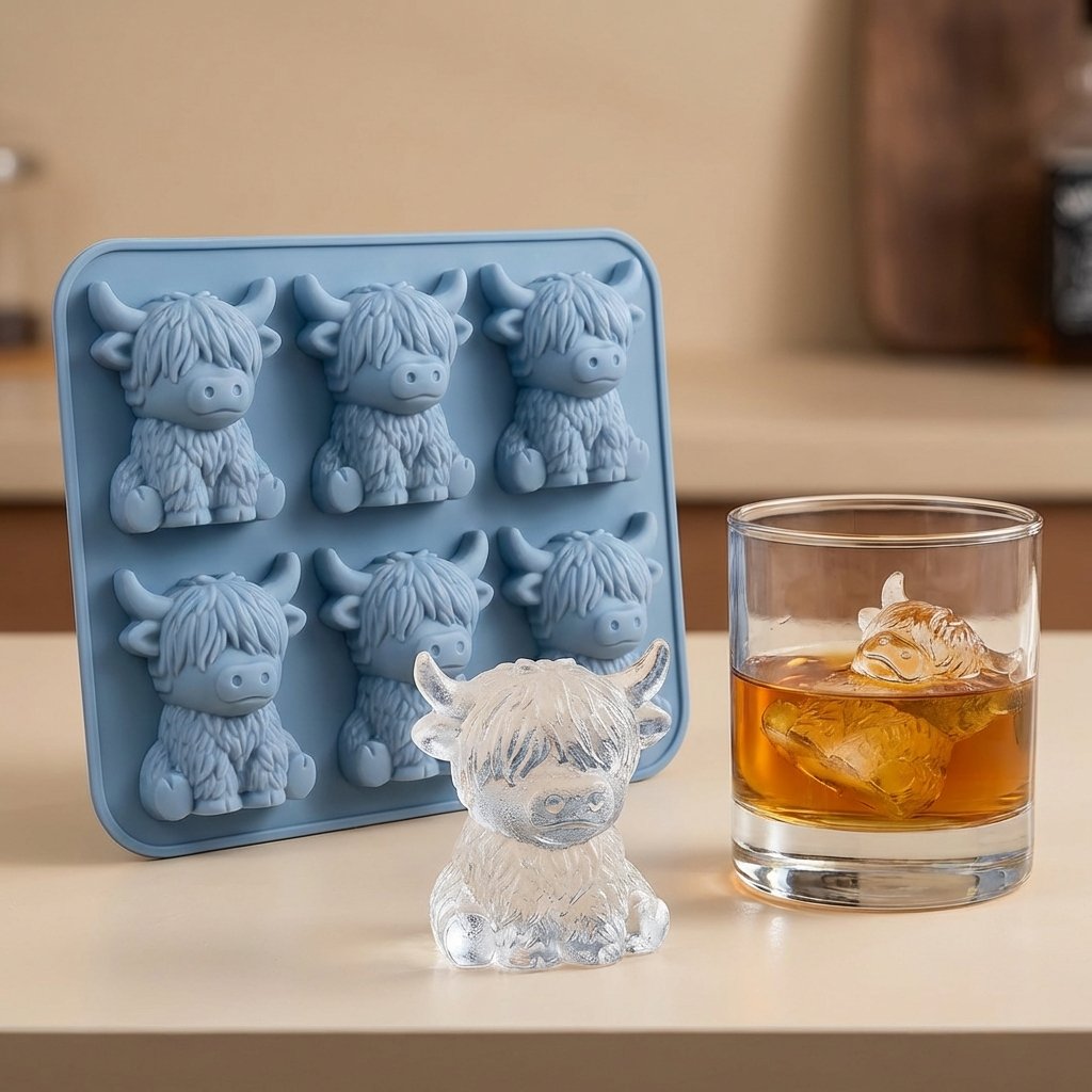 🐮 Mini Highland Cow Ice Cube Mold – Cute 3D Ice for Drinks, Parties & Gifts